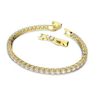 NWOB Swarovski Tennis Deluxe Goldplated Crystal Bracelet GOLD Plated